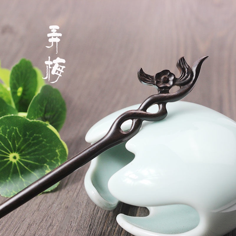 Trâm Cài Tóc Bằng Gỗ Đàn Hương Đen Làm Thủ Công Phong Cách Trung Hoa Cổ Điển