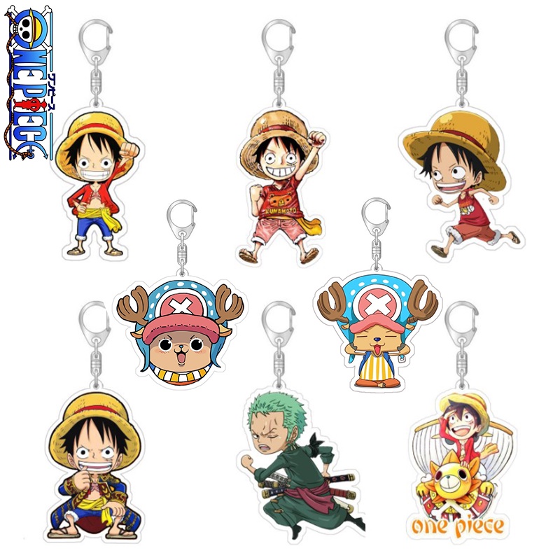One Piece Luffy Keychain Zoro Acrylic Double Sided Transparent key Chain Ring Keyring Bag Accessories Jewelry For Women Men Gift