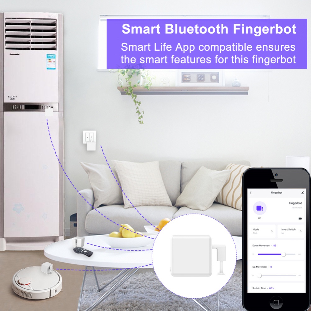 Adaprox Fingerbot Tuya Smart Life Robot Adaprox Ứng Dụng Cơ Khí Thông Minh Hoạt Động Với Trợ Lý Alexa Google Lendand Với Nhãn Dán 3M Màu Đen.