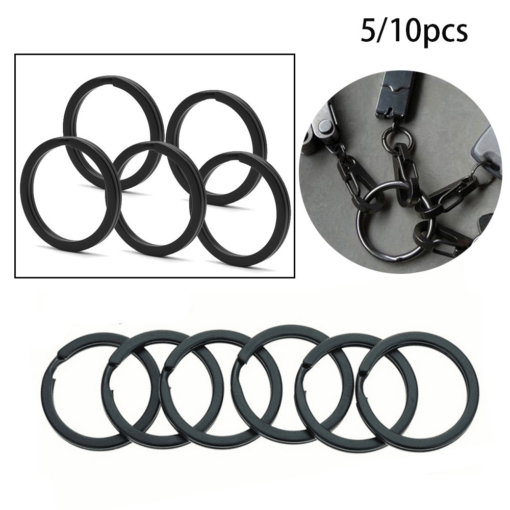 Set 5 / 10 móc khóa bằng thép không gỉ EDC màu đen đơn giản tiện dụng
