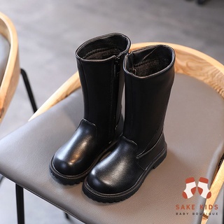 Giày bốt cao cổ cho bé gái Bốt đùi bé gái da trơn khóa kéo chất da PU siêu mềm đế cao su chống trơn trượt W9 