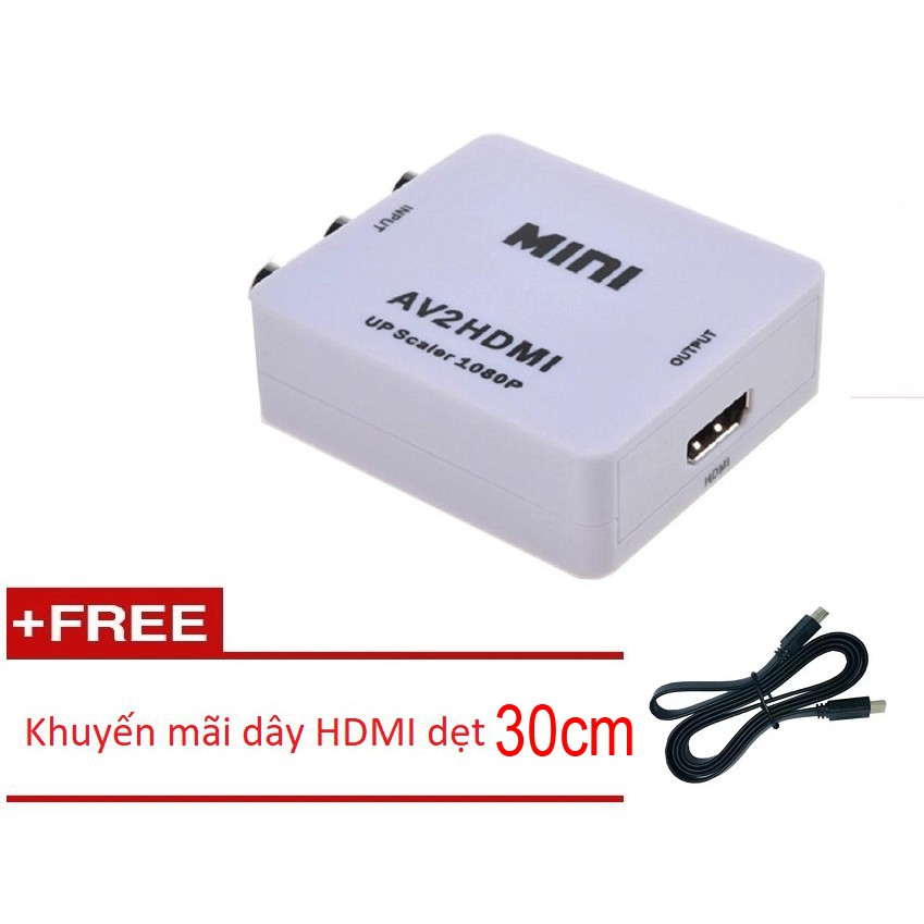 Khuyến mãi bộ chuyển đổi AV sang HDMI Full HD 1080p - AV to HDMI Tặng 1 dây HDMI dẹt 30cm