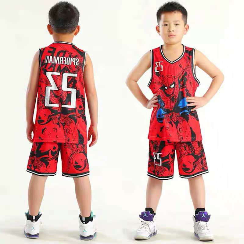 Set bộ thể thao bóng rổ Spiderman _ Chất thông hơi QCCC cho bé Trai/Gái