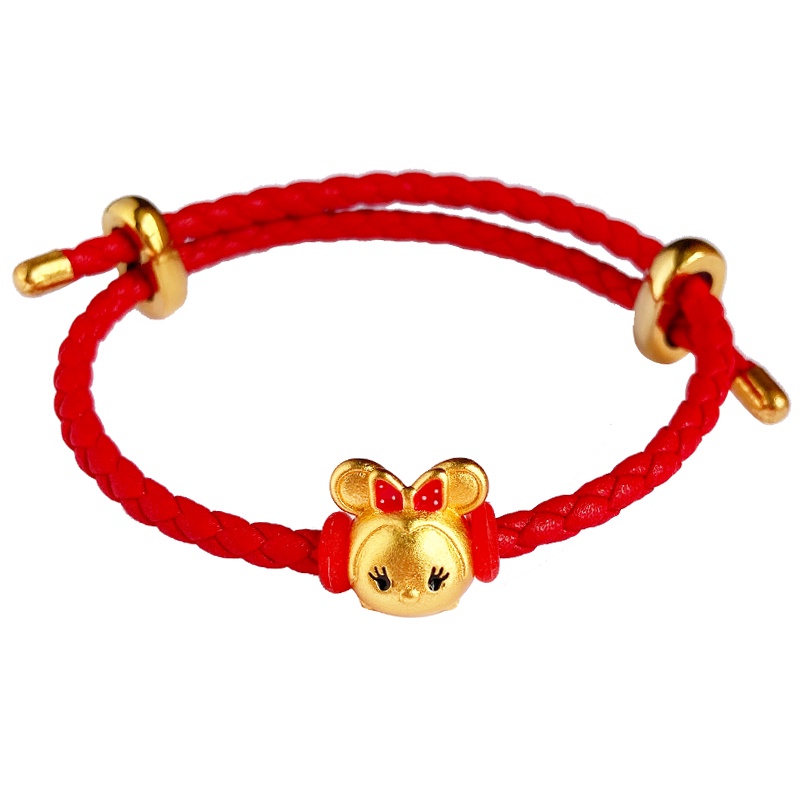 Vòng Tay Chuỗi Hạt Màu Đỏ Mạ Vàng Hình Chuột Mickey Xiaomi Ninnie diy