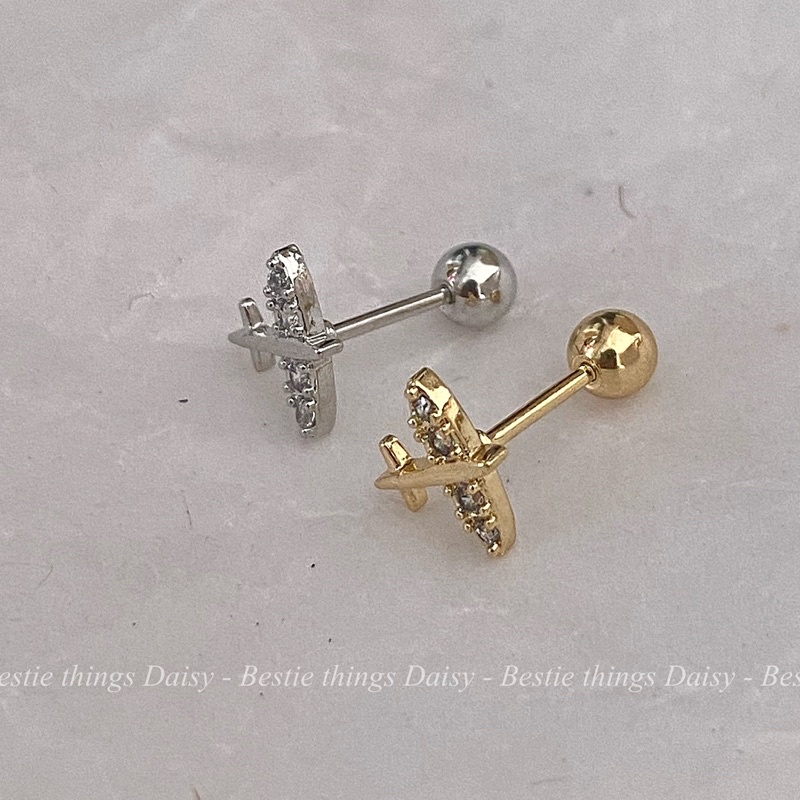 Khuyên tai thép y tế hình máy bay