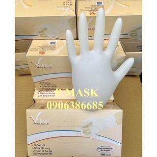 Găng tay y tế Vglove không bột màu trắng 100 chiếc / hộp - Găng tay không bột phủ Polymer Khải Hoàn