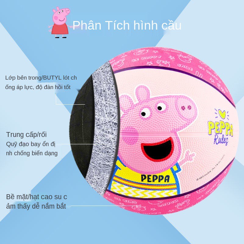 > Pig Peppa Basketball Trường tiểu học sinh mẫu giáo Vỗ bóng Trẻ em rổ cao su Số 3 4 5