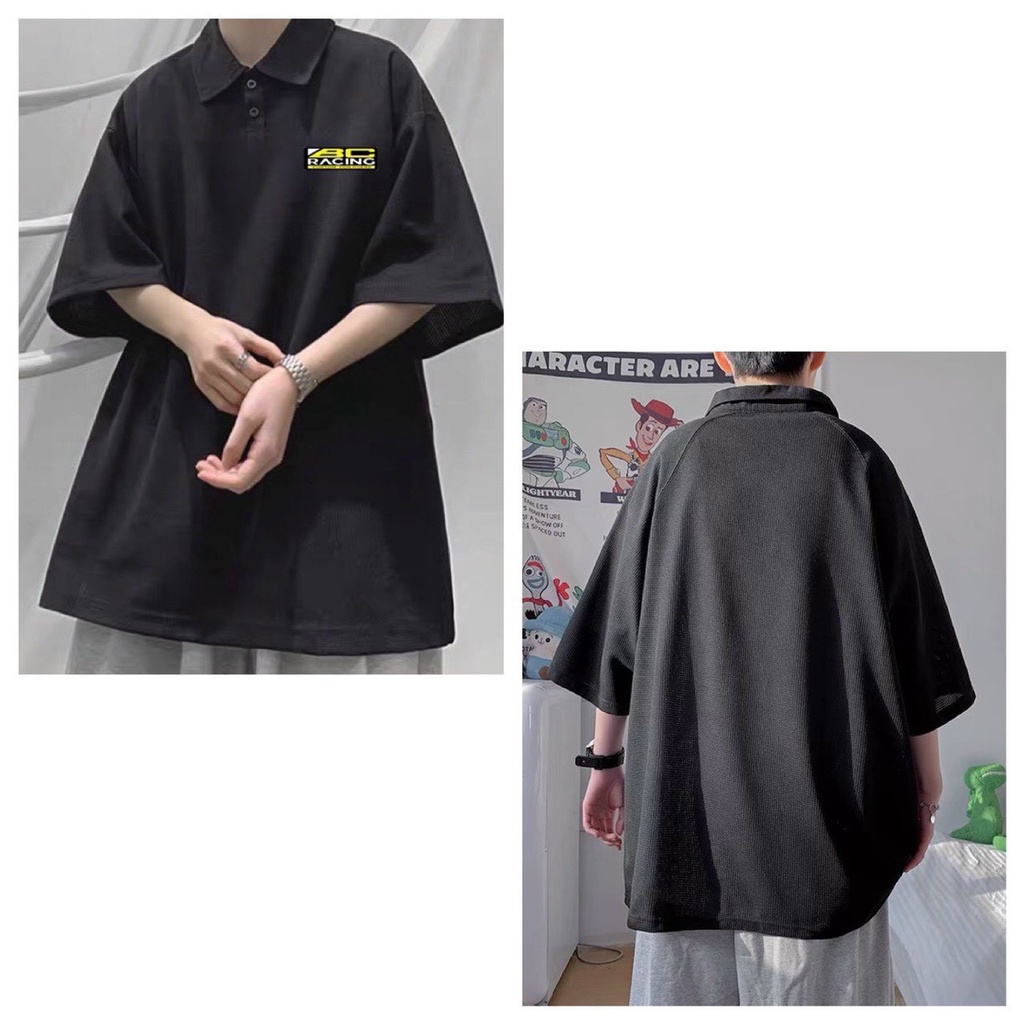 Áo thun form rộng polo cổ trụ nam nữ RAC.ING đều mặc được phong cách ullzang unisex