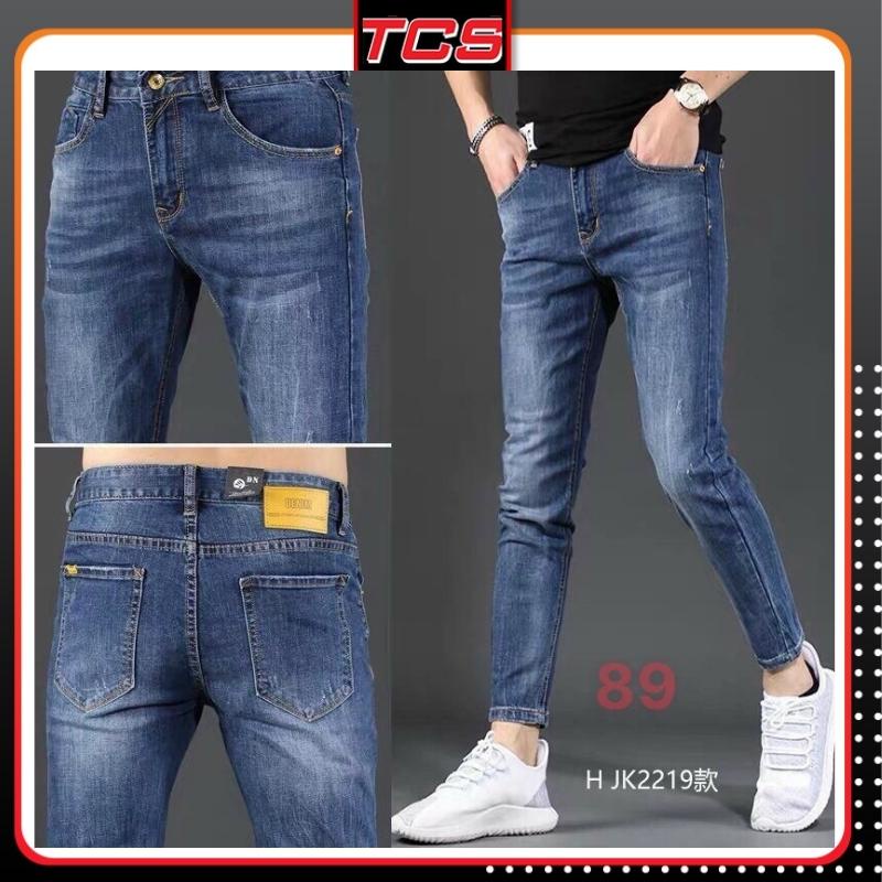 Quần Jean Nam ,quần bò hàn quốc màu xanh trơn co dãn 4 chiều TCS 89