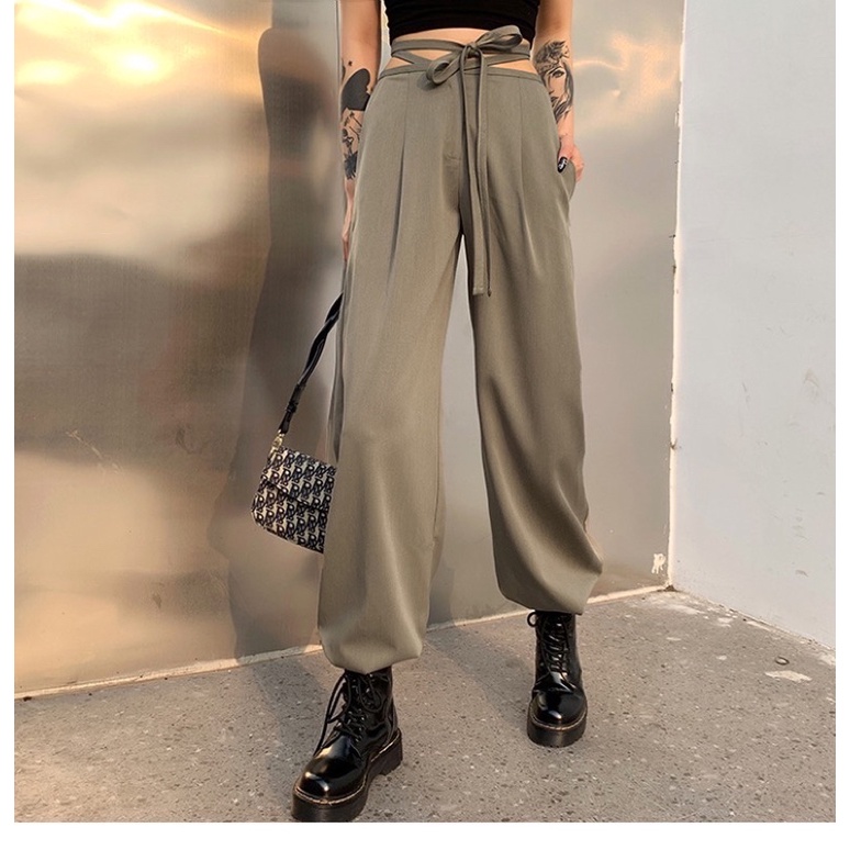 [Mã FAMARAL1 giảm 10K đơn 50K] |HÌNH THẬT ĐỘC QUYỀN CUBEDLEMON| Quần ống rộng ulzzang cạp dây cột eo