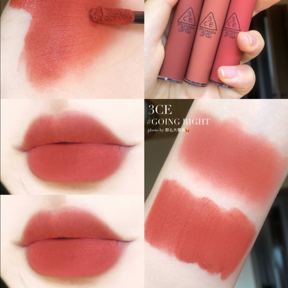 (CAM KẾT AUTH, TEM HIDDEN TAG) Son kem lì 3CE Velvet Lip Tint #Going Right Màu Cam Hồng Đất | BigBuy360 - bigbuy360.vn