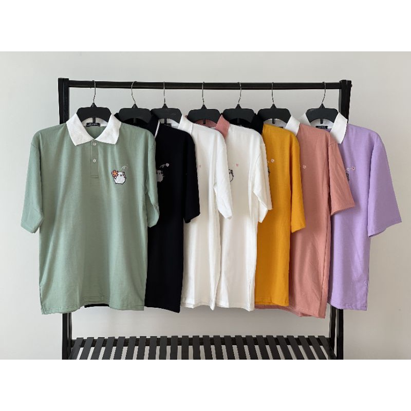 Áo polo ❤️Full size❤️HÌNH THẬT 100% B'teen tay lỡ chuột cầm hoa