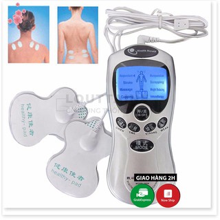 Máy massage xung điện 4 miếng dán vật lý trị liệu mát xa châm cứu bấm huyệt cầm tay lưng cổ vai gáy