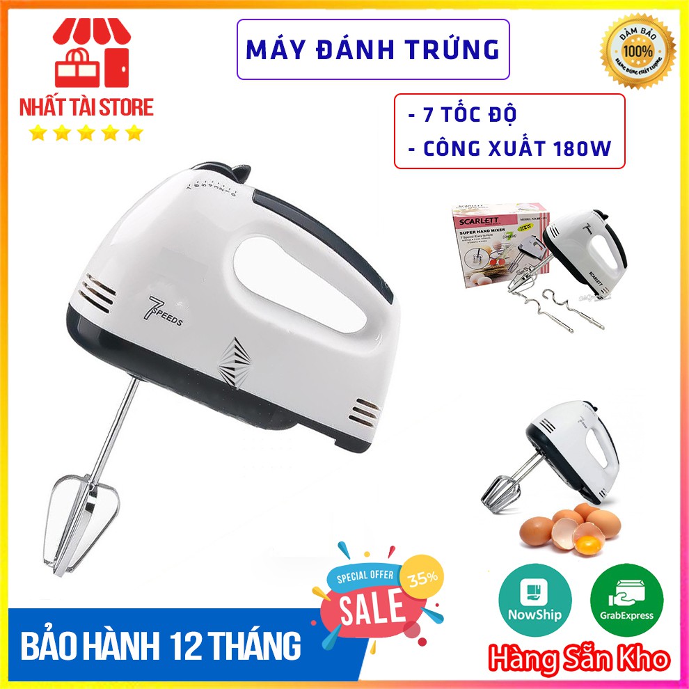 Máy Đánh Trứng Cầm Tay 7 Tốc Độ Công Suất 180W - Lỗi 1 Đổi 1 Trong 7 Ngày