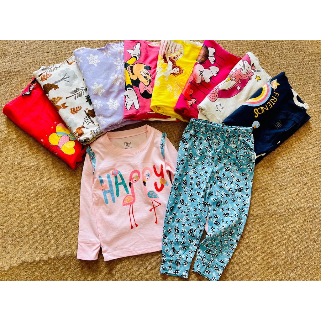 Bộ cotton bé gái Gap dài tay siêu xinh