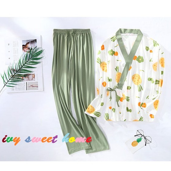 Kimono Nữ Mặc Nhà Cotton 🌱 Áo Choàng Mặc Ngủ 🌱 Áo Khoác Tắm Họa Tiết Xinh Xắn IV055