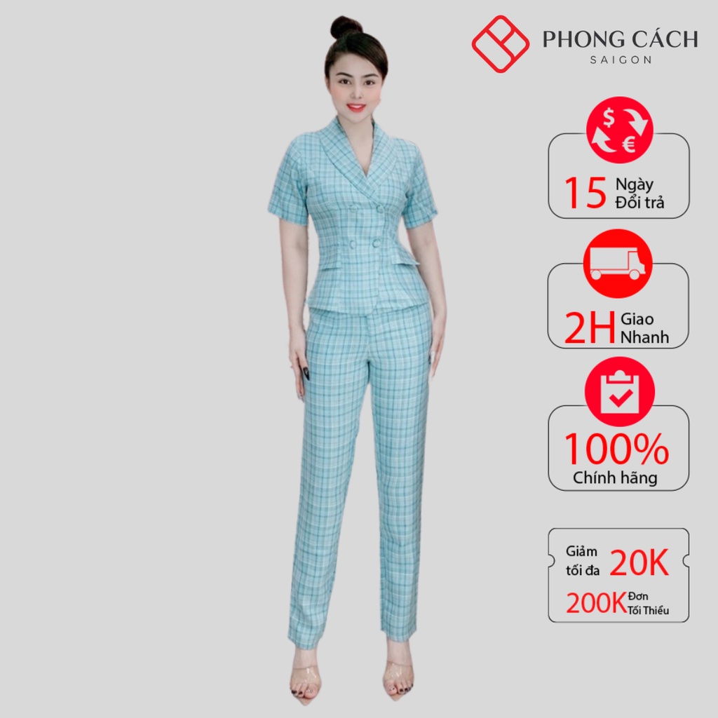 Set bộ công sở áo vest quần dài SJ1179 Phong Cách SAIGON