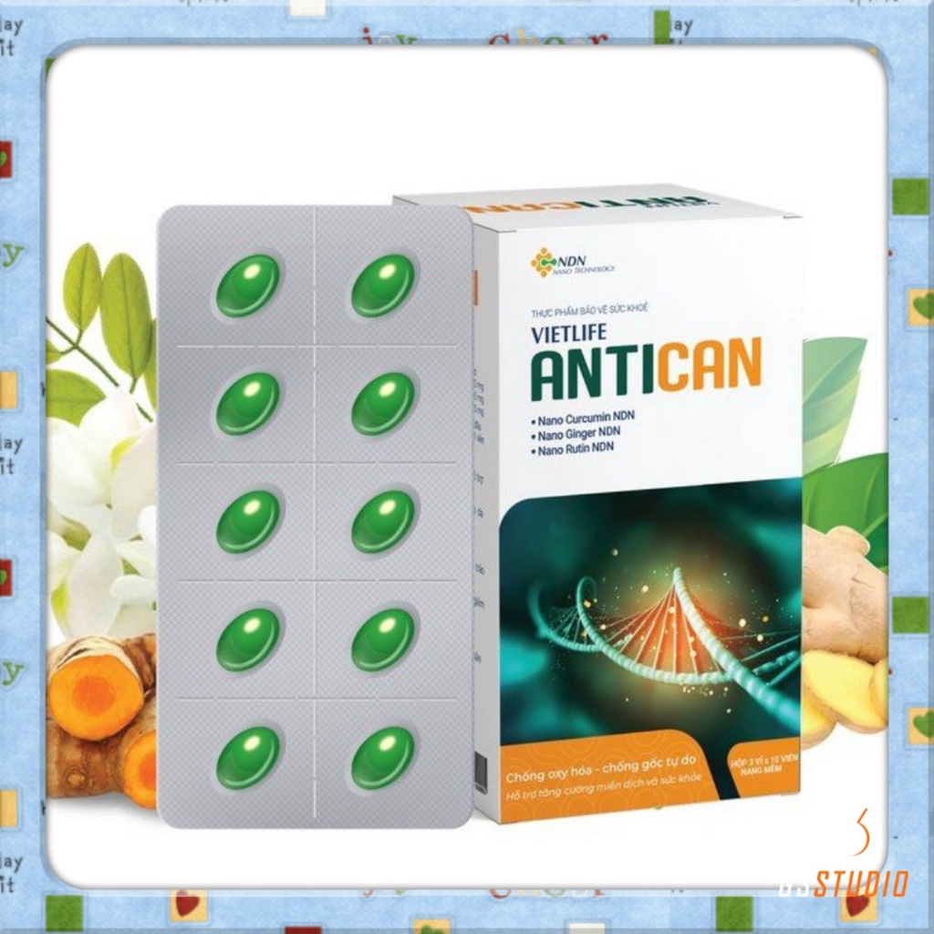 Viên chống oxy hóa nano Antican Vietlife , Giúp tăng cường miễn dịch , chống gốc tự do và hỗ trợ các triệu chứng dạ dày