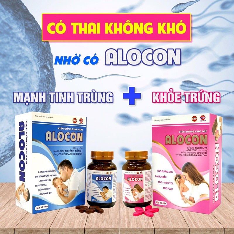 Viên uống cho nữ Alocon hộp 30 viên -hỗ trợ tăng cường sức khỏe cho phụ nữ đang muốn sinh con