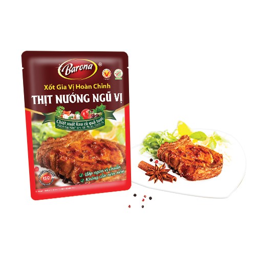 Gia vị Barona 80g nêm sẵn thành phần tự nhiên, combo 10 gói như trong mô tả sản phẩm