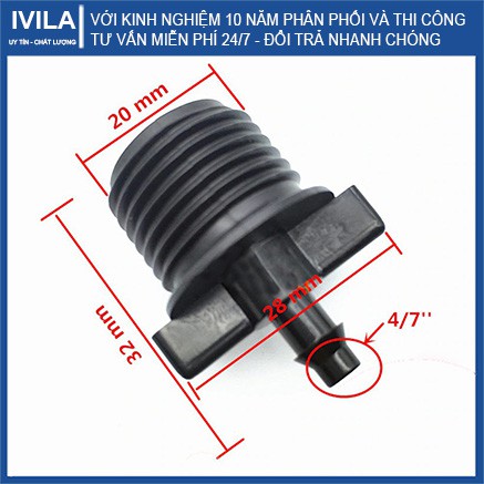 Ren 21 nối ra ống 6mm gân ( 1 đầu gân ) - Phụ kiện nối ống tưới tiện lợi nhanh chóng - Bảo hành 12 tháng