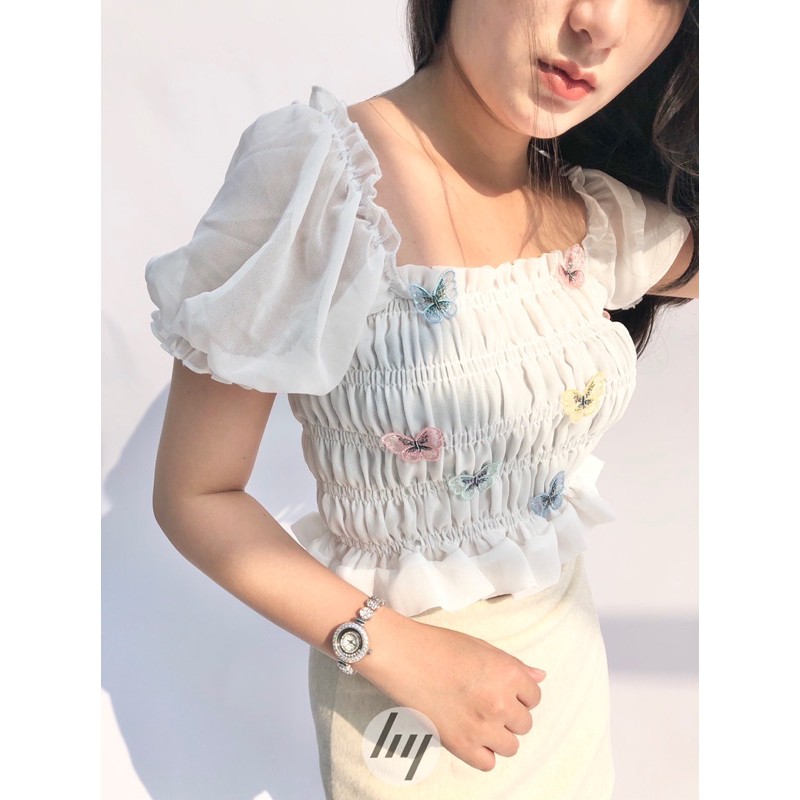 ÁO KIỂU ĐÍNH HOẠ TIẾT BƯỚM