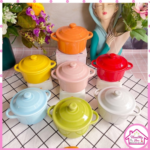Hũ Chưng Yến, Bát Sứ Ăn Dặm Cho Bé Có Nắp Chén Sứ Decor Dễ Thương