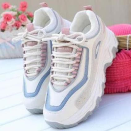 Giày Sneaker Nữ Phối Màu Hai Màu Cam Hồng Cao 3Cm Cực Xinh, Nhanh Nhẹn Cho Mùa Hè Năng Động