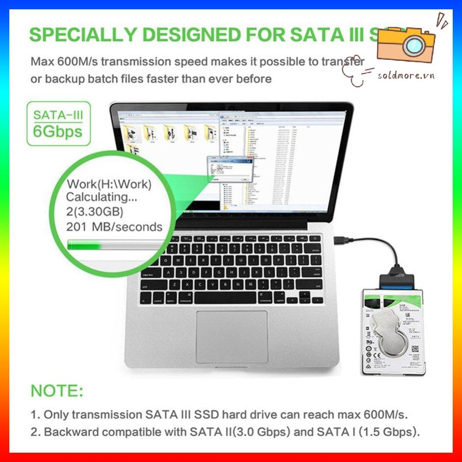 Cáp chuyển đổi SATA sang USB 2.0/Type C SATA 22pin cho ổ cứng SSD 2.5 Inch