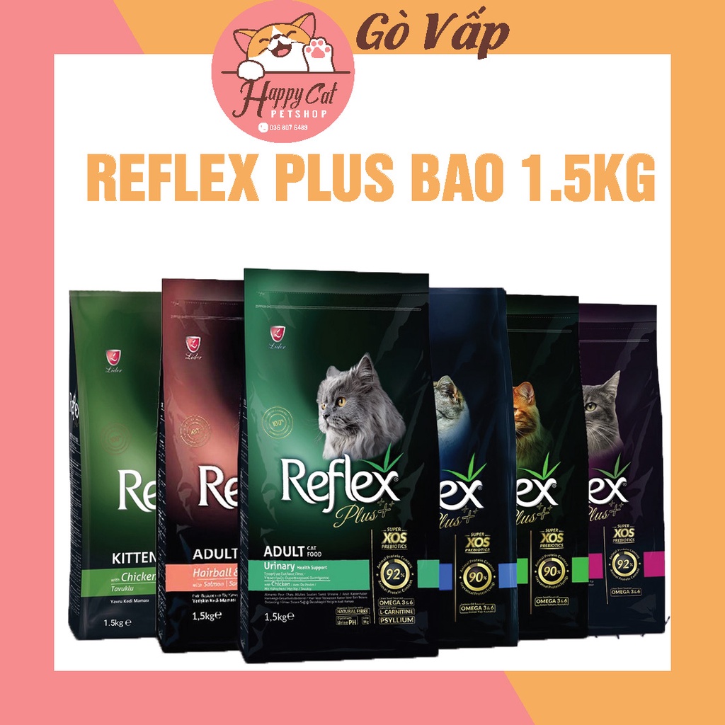 Hạt Reflex Plus cho mèo các loại túi 1,5kg - HAPPYCAT
