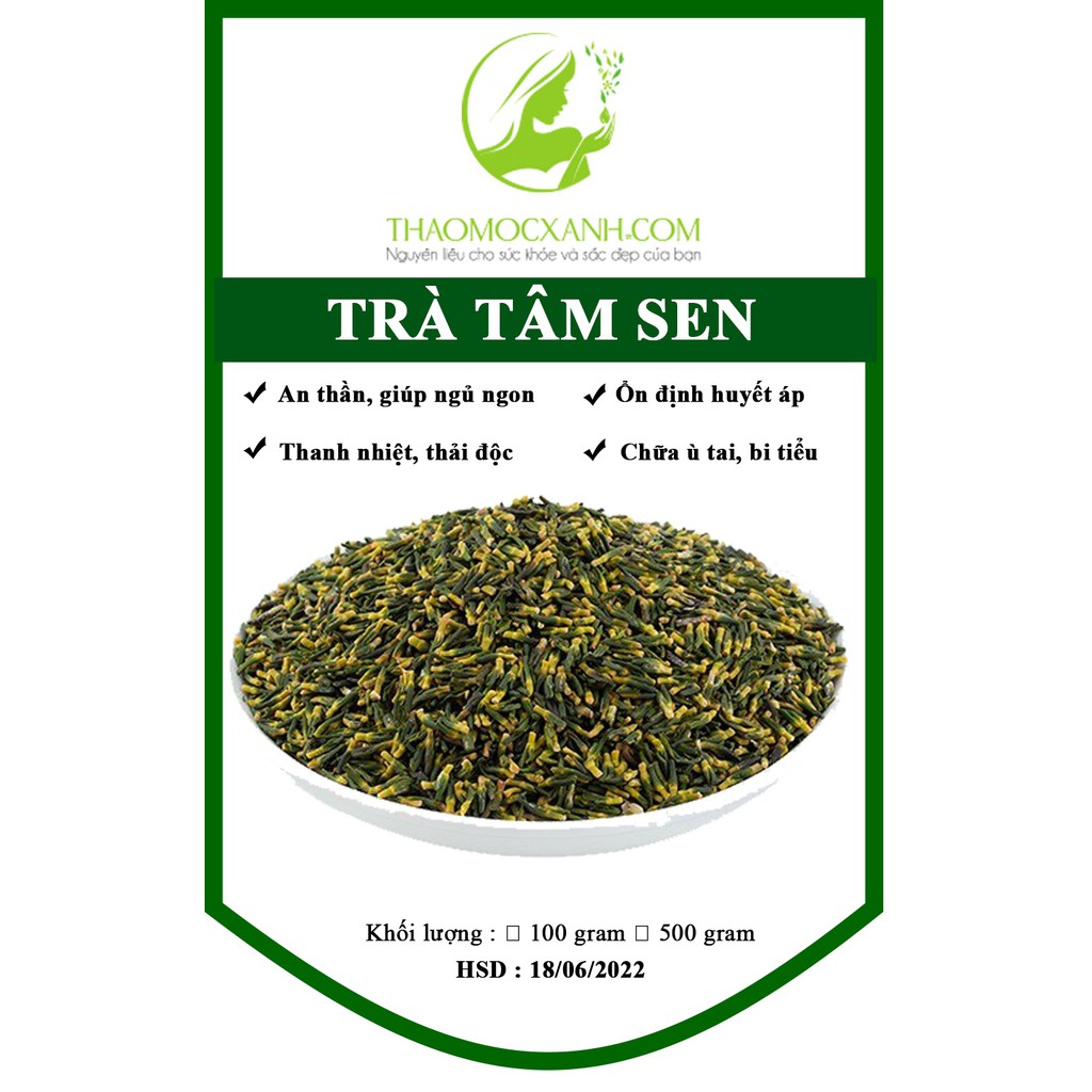 Trà Tâm Sen Khô (Tim Sen khô) gói 100g - Thảo Mộc Xanh loại hảo hạng làm quà tặng