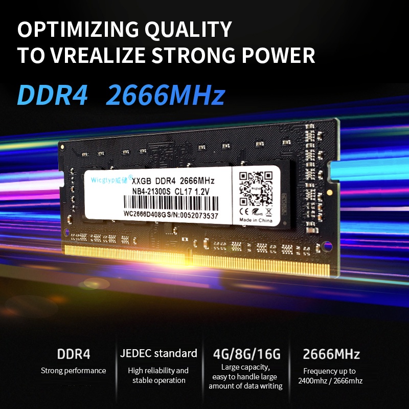 Ram Laptop + PC '' Wicgtyp '' mới 100%  DDR 3 ; DDR4 ; PC3 ; PC4 dung lượng 4-8GB , Bus cao, bảo hành chính hãng 3 năm !