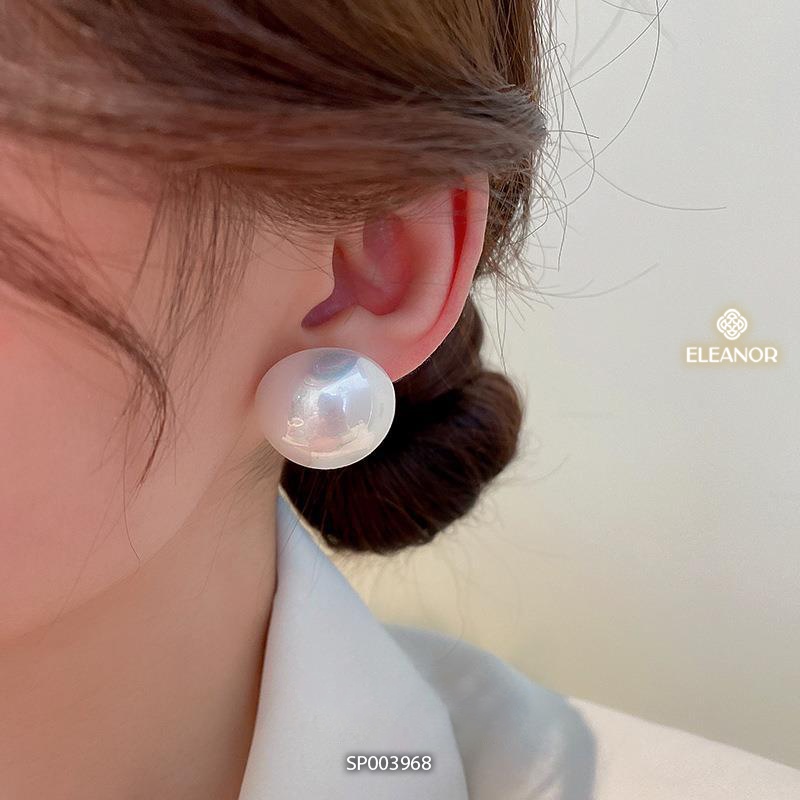 Bông tai nữ chuôi bạc 925 Eleanor Accessories nửa hạt châu lớn phụ kiện trang sức thanh lịch