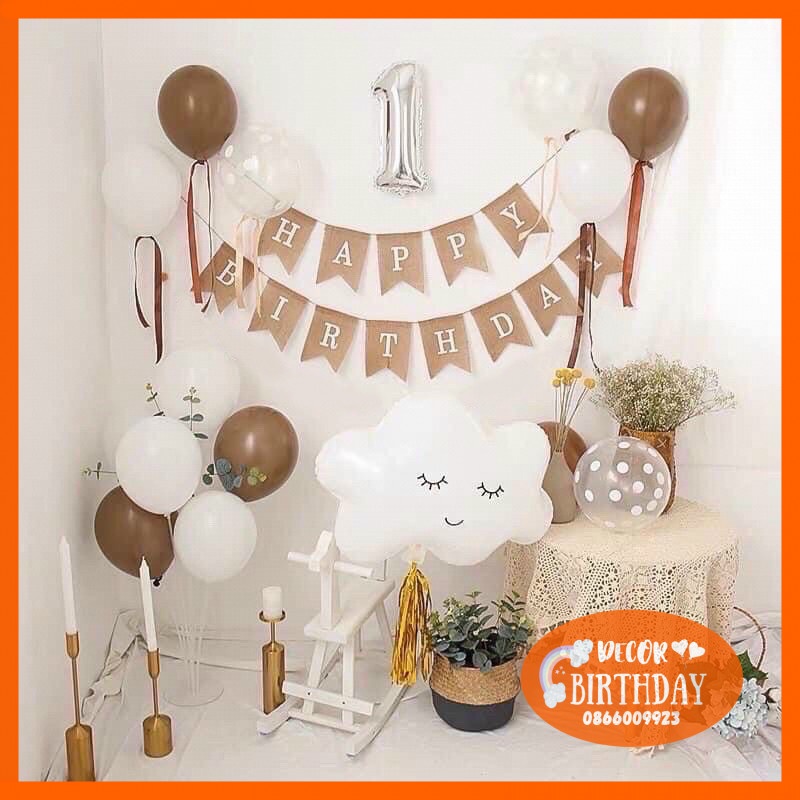 Set Sinh Nhật Hàn Quốc Mẫu Mới, Trang Trí Sinh Nhật Style Hàn Nhẹ Nhàng Dễ Trang Trí  Tặng Kèm Đồ Bơm Băng Dính Bóng