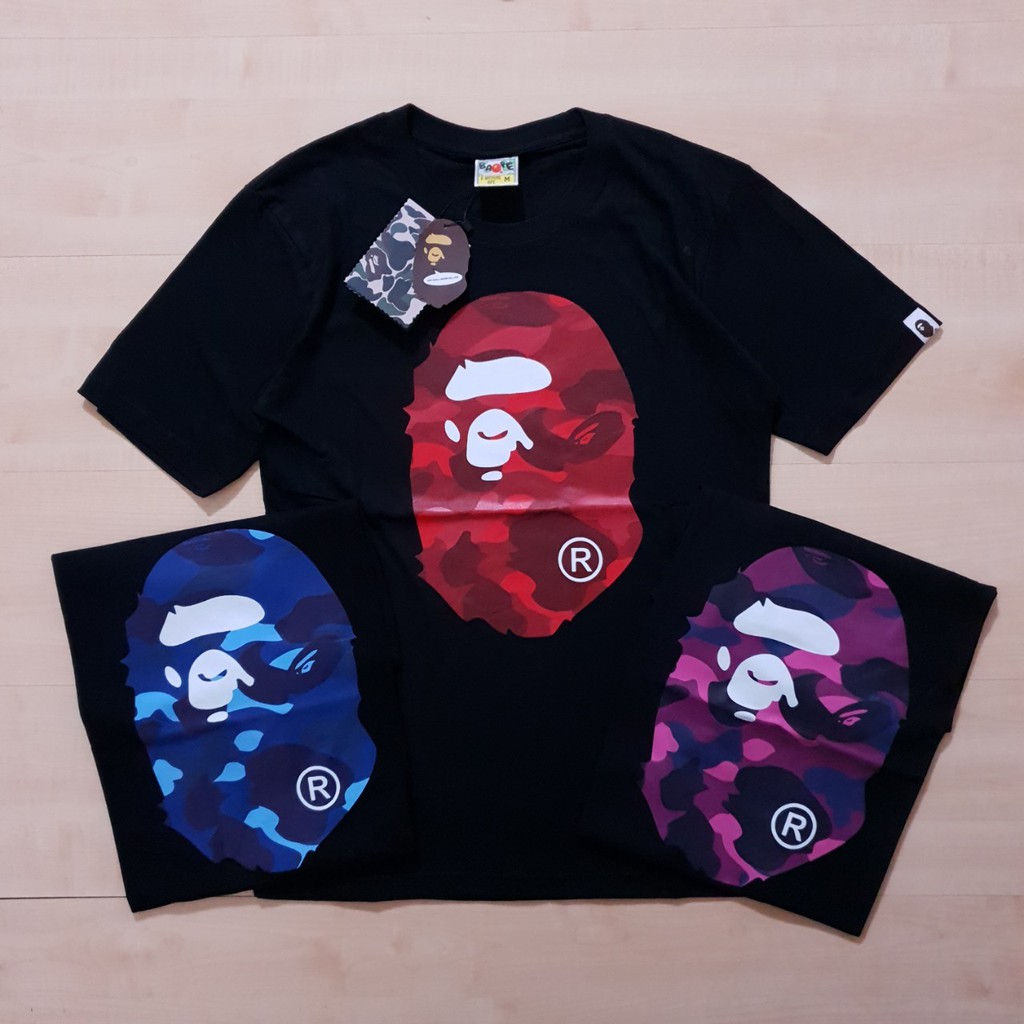 Bape Áo Sơ Mi Họa Tiết Rằn Ri Phối Màu Cá Tính