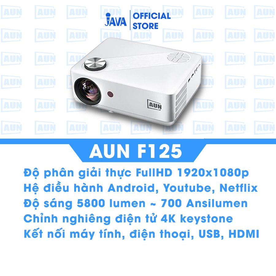 Máy chiếu mini Fullhd 1080p- AUN AKEY8 F125 - 5800 lumens,kết nối điện thoại,máy tính,chỉnh nghiêng 4D, tối đa 300inch