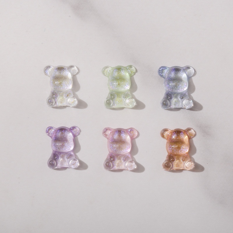 Set 50 Phụ Kiện Trang Trí Móng Tay 3D Trong Suốt Hình Gấu / Cún Dễ Thương