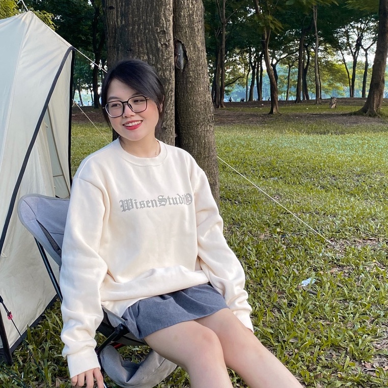 Áo sweater WISEN ARC áo nỉ dài tay unisex form rộng