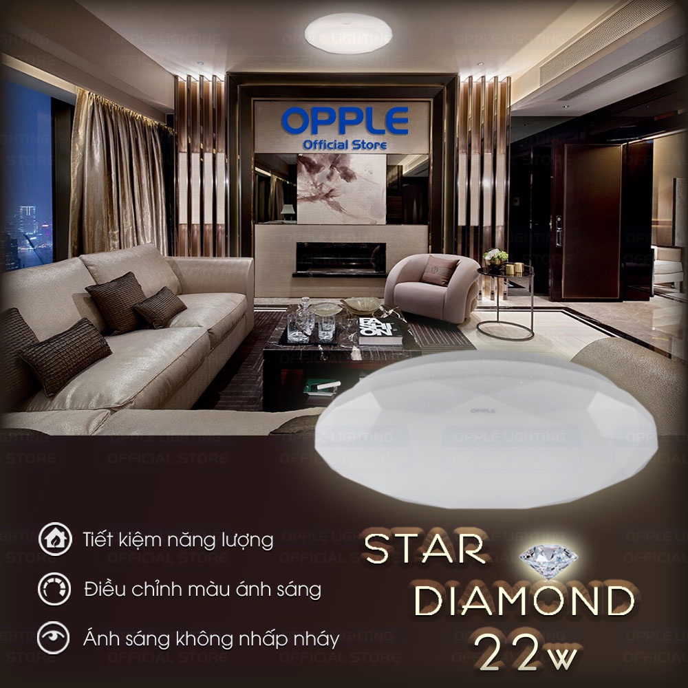 Bộ Đèn Ốp Trần LED OPPLE HC420 22W Star Diamond - Hiệu Ứng Ánh Sáng Kim Cương, Điều Chỉnh Ánh Sáng Tùy Ý