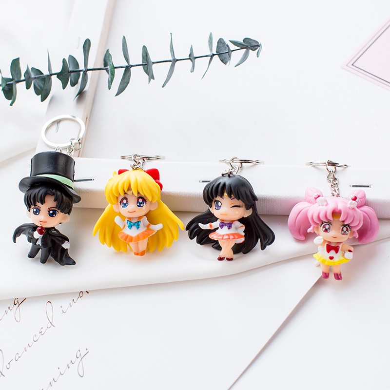 Móc khóa mặt hình nhân vật anime Thủy thủ mặt trăng đáng yêu trang trí ba lô đi học quà tặng sinh nhật bé gái sáng tạo