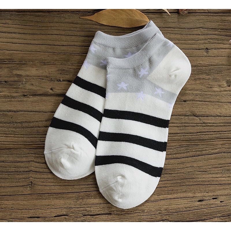 [TonaShoe] Tất Cổ Ngắn Họa Tiết Sọc Sao