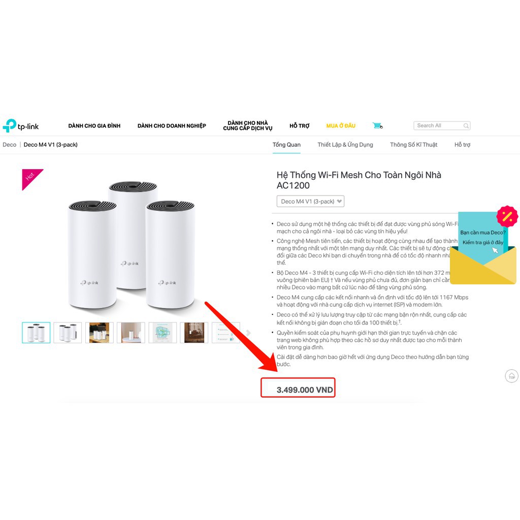 TP-Link AC1200  Hệ thống Wifi Mesh cho Gia đình cho độ phủ wifi tuyệt vời - Deco M4(3-pack)/E4(3-pack)- Hàng Chính Hãng | BigBuy360 - bigbuy360.vn