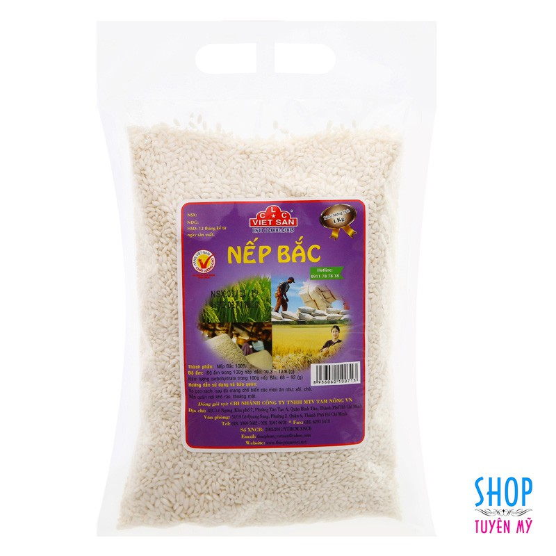 Nếp Bắc Việt San - túi 1kg - Nếp dẻo đóng gói