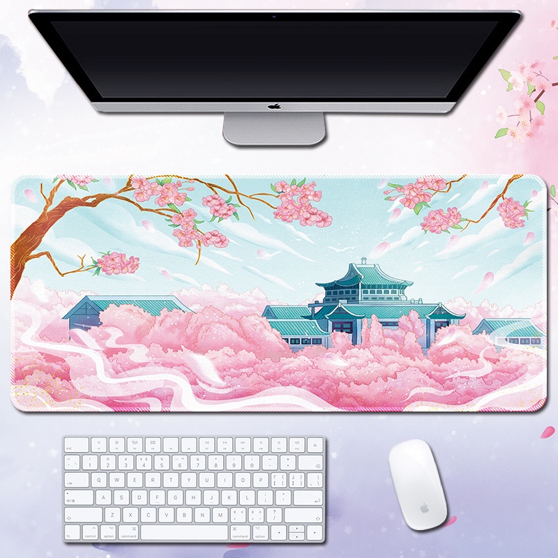 Tấm Lót Chuột Hoạt Hình Hoa Anh Đào Nhật Bản Size 60cm * 30cm
