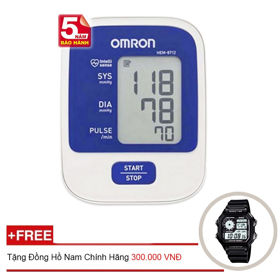 hbhb Máy đo huyết áp Omron HEM 8712 + Tặng đồng hồ thể thao nam chính hãng 95