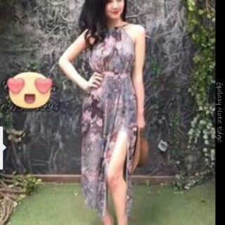 Váy maxi cổ yếm 