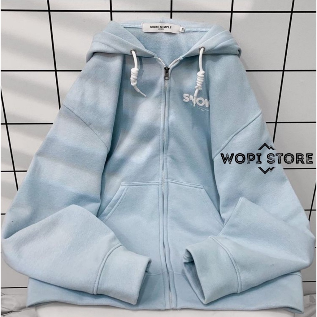 Áo Khoác Hoodie SNOW Form Rộng Phối Zip Vải Nỉ Bông Ulzzang Unisex