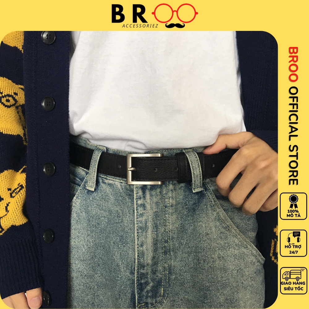 Thắt lưng nam nữ đơn giản BROO thời trang unisex Hàn Quốc, dây nịt lưng ulzzang bản vừa 2.8cm có lỗ bấm