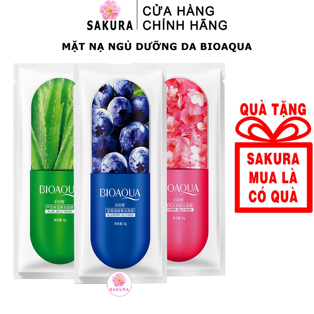 Mặt nạ ngủ BIOAQUA Mask viên thuốc cấp ẩm dưỡng da ngăn ngừa mụn kiềm dầu nội địa trung SAKURA 8g