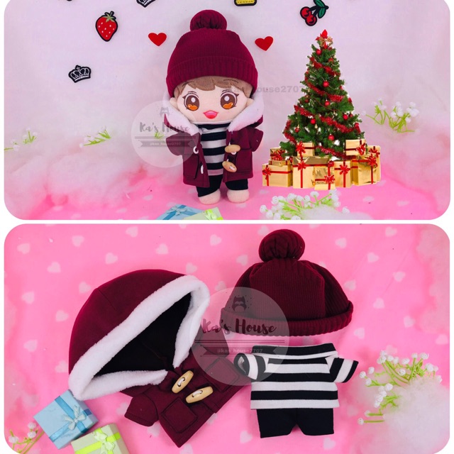 {15cm-20cm} CÓ SẴN - set áo khoác, beanie, áo quần 245k, outfit doll, outfit cho doll